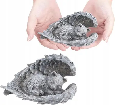 Zdjęcie produktu dla Figurka Kota Kotka Posąg Anioł Kotek W Skrzydłach Anioła