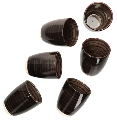 Zdjęcie produktu dla zestaw 6 kubków do kawy Coffeeblack czarny 350 ml bez uchwytu kubek do picia herbaty