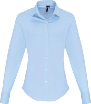Produktbild von Premier - Bluse für Damen Langärmlig RW6588 (2XL) (Hellblau)