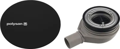 Produktbild von Polysan MIRAI Duschwannen Siphon, Durch. 90mm, DN40, Schwarz matt Abdeckung