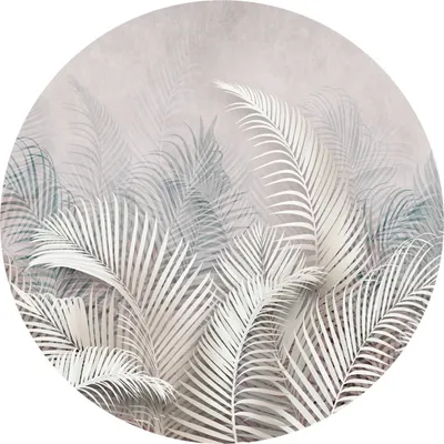 Produktbild von Sticker Kreis PALMENBLÄTTER tropische Pflanzen Beton Stein Natur Aufkleber Wandtattoo Wanddeko für Büro Wohnzimmer 100 cm x 100 cm