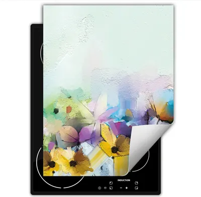 Produktbild von DarHaus Herdabdeckplatte Einteilig Küche Abdeckplatte für Glaskeramikfeld Abdeckung Induktionskochfeld Aufrollbare Matte 40x52 cm, bunt - Blume