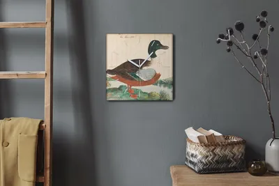 Produktbild von Coloray Hodiny Unikátní 30x30 cm  Tiché hodiny Pro obývací pokoj a kuchyň Nástěnné hodiny Plátno Bílé ručičky hodin - Kresba ptáků