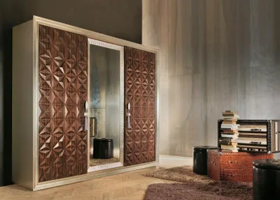 Image de Commode à 2 tiroirs, buffet, meuble haut brillant, armoire, console en bois de couleur marron