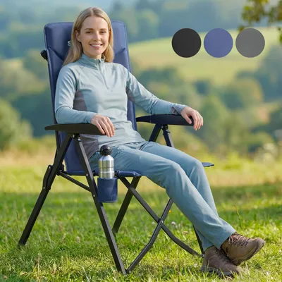 Produktbild von SONGMICS Campingstuhl faltbar, 2er Set, 95°-150° verstellbare Rückenlehne, Klappstuhl, drehbarer Getränkehalter, Tragetasche, Schultergurt