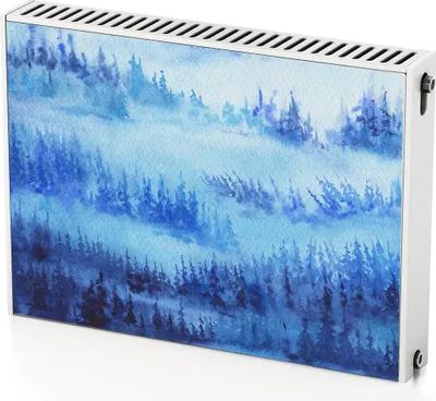 Produktbild von Winternebel Im Wald – Magnetische Heizkörperabdeckung – 80x60 cm – Magnet Heizkörperabdeckung – 3D Würfel – Heizkörperverkleidung – Magnetische Wandverkleidung – Wetterfest
