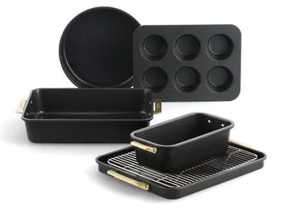 Backformenset 6-teilig, Keramik-Antihaft, Stahl, Schwarz