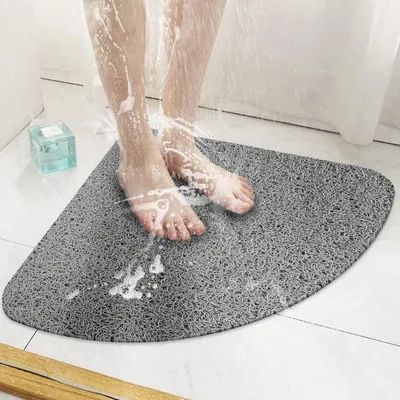 Obrázek produktu pro Protiskouzavá podložka pod sprchu, 53 x 53 cm, šedá, rychleschnoucí, mikrovlákno, proti plísním