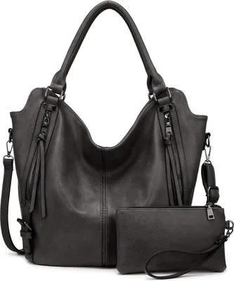 Produktbild von Realer Damen Handtasche Set Groß Dunkelgrau 2-teilig