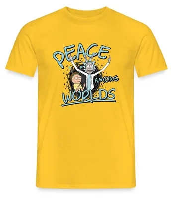 Produktbild von Spreadshirt Rick & Morty Peace Among Worlds Männer T-Shirt, 3XL, Gelb