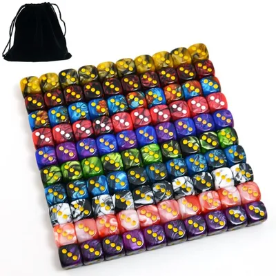 Produktbild von Set von 100 Mini D6 Würfeln mit Aufbewahrungstasche