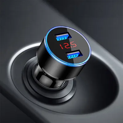 Imagen del producto de Cargador USB dual de 12V/24V, 3.1A, con pantalla LCD y protección inteligente