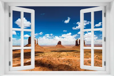 Produktbild von Wallario selbstklebendes Poster mit Fenster-Illusion - Monument Valley, Größe: 61 x 91,50 cm