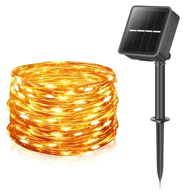 Solar-Feenlichter 12+2 m, 120 LEDs, warmweiß, 8 Modi, IP44