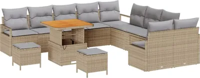 Image de Ensemble de canapé de jardin 13 pcs Beige polyrotin