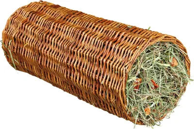 Image de Tunnel en osier avec racine de foin pour rongeurs ø 15 × 33 cm 110 g.