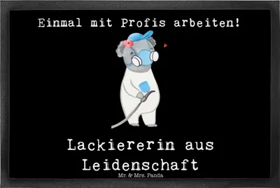 Produktbild von Mr. & Mrs. Panda Schmutzmatte Lackiererin Leidenschaft 40 x 60 cm - Schwarz - Geschenk, Bodenvorleger, Gesellenprüfung, Sauberlaufmatte, Ausbildung, Schmutzfangmatte