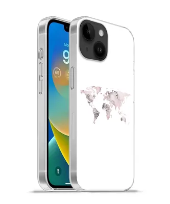 Produktbild von MuchoWow® Handyhülle Schutzhülle Hülle für Apple iPhone 14 - Softcase Weltkarte - Marmor - Grau Silikon Softcase Handy Hülle - Mobiltelefonhülle