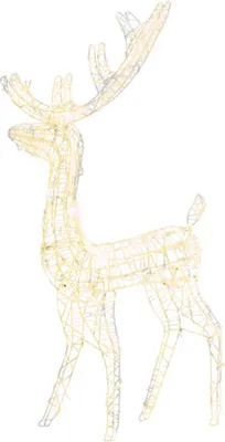 A wireframe reindeer decoration with lights.