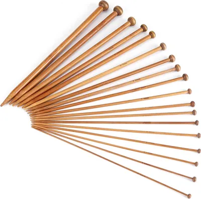 Immagine prodotto di Set di aghi da maglia - Aghi lunghi in legno con una punta, carbonizzati, 18 misure