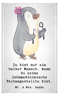 Produktbild von Mr. & Mrs. Panda Handtuch Zahnmedizinische Fachangestellte Herz - Weiß - Geschenk, badezimmer, Kleines, Gästehandtuch 30x50, Klein, gäste wc