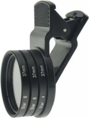 Produktbild von SYSTEM-S Sternfilter 3er Set 37 mm mit Clip Linse Filter in Schwarz für Smartphone