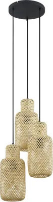 Produktbild von Lindby Hängeleuchte Venora, rund, 3-flg., Ø 15 cm, Bambus
