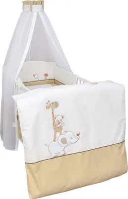 Produktbild von Baby Delux Baby Bettwäsche Bettset 4-tlg Bettausstattung Nestchen Himmel mit Stickerei Zirkus beige