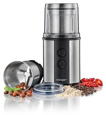 Produktbild von Cloer 7419 Elektrische Kaffee- & Gewürzmühle mit Edelstahl-Schlagmesser, 350W, 2 abnehmbare Edelstahlbehälter, für Pesto, Kräuter, Nüsse & Getreide,