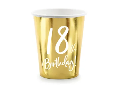 Immagine prodotto di Bicchiere di carta per il 18° compleanno, oro, 220 ml