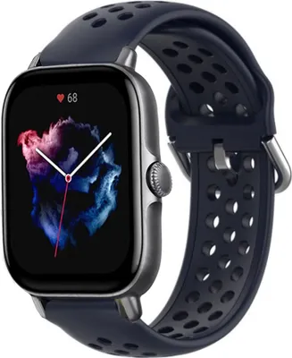 Produktbild von Strap-it Amazfit GTS 3 Silikonarmband mit Löchern (Dunkelblau)