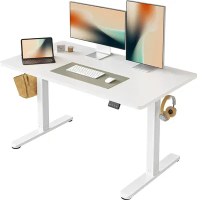 Immagine prodotto di FEZIBO Scrivania elettrica regolabile in altezza 120 x 60 cm Struttura bianca Piano d'appoggio