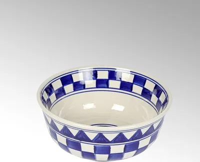 Produktbild von Lambert Küchenkaro Schüssel Keramik, handgemalt creme/blau, D 20 cm, H 10 cm 20253