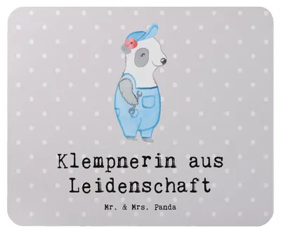 Produktbild von Mr. & Mrs. Panda Mousepad Klempnerin Leidenschaft - Grau Pastell - Geschenk, laptop mauspad, Gesellenprüfung, Lustig, Mouse Pad, pc, Witzig, Spruch