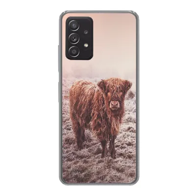 Produktbild von MuchoWow® Handyhülle Schutzhülle Hülle für Samsung galaxy a73 Schottische Highlander - Schnee - Sonne Silikon Softcase Handy Hülle - Handyhülle