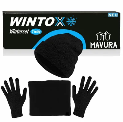 Immagine prodotto di Set invernale WINTOX composto da cappello, sciarpa a tubo e guanti per uomo e donna nero unisex