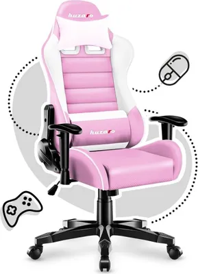Image de huzaro "Ranger" 6.0 Chaise enfant Gaming Chaise de bureau Chaise de bureau Accoudoirs réglables Design ergonomique Coussin cervical Coussin lombaire Rose
