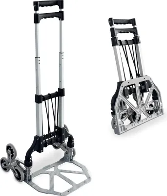 Produktbild von Grafner Treppensteiger Sackkarre klappbar, Belastbarkeit 70kg, sternförmige Räder, solide Stahl-Ausführung, Treppen Sackkare Bordstein Umzug