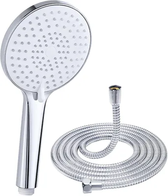 Immagine prodotto di Doccia – Doccia a mano con 3 tipi di getto – Testina doccia rotonda (diametro 120 mm) – Doccia ad alta pressione