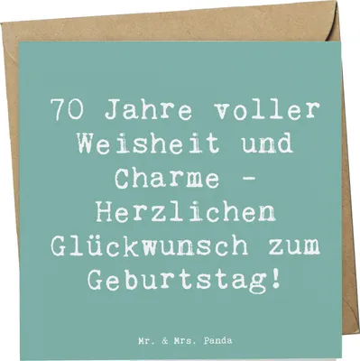 Produktbild von Mr. & Mrs. Panda Grußkarte Spruch 70. Geburtstag - Meeresbrise - Geschenk, Glückwunsch, Herzlichen, liebevoll handgefertigt, Happy Birthday, anlasskarte, Klappkarte