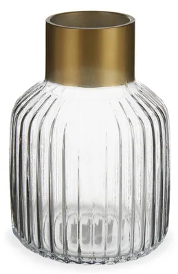 Produktbild von Gestreifte Vase mit Golddekor, H 22 cm