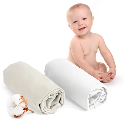 Productafbeelding van Dreamzie - Spannenlaken - 2 stuks - 60x120 cm - 100% katoenen jersey