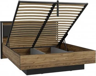 Produktbild von Bett Hayato Hytl1162B Bettgestelle 160X200 Cm Mit Bettkasten Led Licht  Und Lift Lattenrost Schwarz/Alpenfichte
