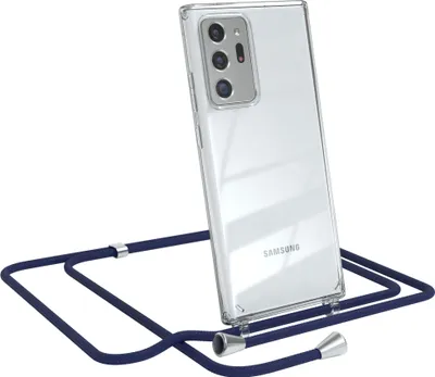 Produktbild von EAZY CASE Handykette kompatibel mit Samsung Galaxy Note 20 Ultra / Note 20 Ultra 5G, Handyhülle mit Umhängeband, Handykordel, Schutzhülle Clear, Band in Blau