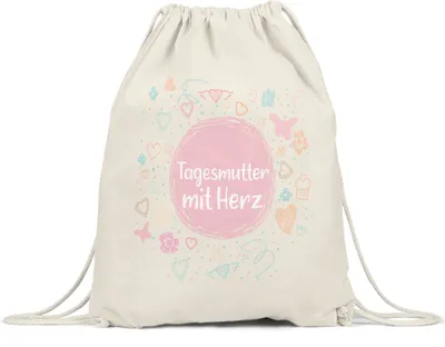 Produktbild von Tagesmutter mit Herz Turnbeutel Gymsack  Dankeschön Geschenk Danke Sagen Für Alles Tagesmutter