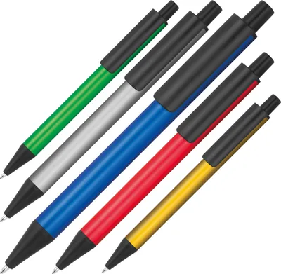 Produktbild von 5 Kugelschreiber aus Metall / 5 verschiedene Metallic-Farben