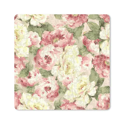 Produktbild von MuchoWow® Mauspad Mousepad Rosen - Vintage - Muster 20x20 cm - Mousepads - Maus Mat - Pad - Mausunterlage - Desk Mat - Bureauartikeln