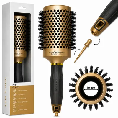 Image de Brosse ronde de coiffure pour brushing 80 mm dorée, Image générée par une IA