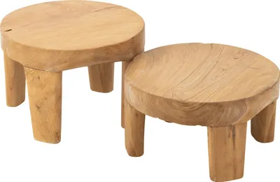 Produktbild von Runder Couchtisch aus Teakholz – 2er-Set