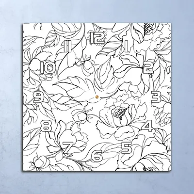 Produktbild von Deko Glasuhr Wanduhr 30x30 Pfingstrosen Blumen Quarz Küchenuhr Bürouhr